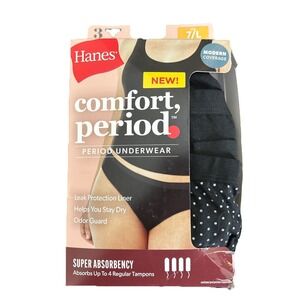 Hanes Womens Period Bikini Underwear Panties 3-Pack Super Leak Protection ~ XL